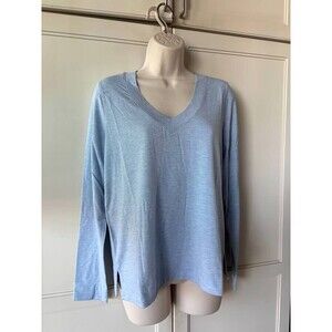 Tommy Bahama Kauai Jersey V Neck LS Top Light Sky SZ SP- NWT